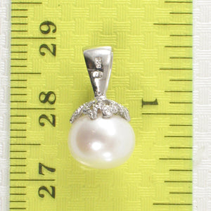 9202310-Solid-Sterling-Silver-925-White-F/W-Cultured-Pearl-Pumpkin-Pendant