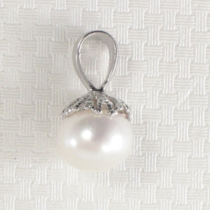 9202310-Solid-Sterling-Silver-925-White-F/W-Cultured-Pearl-Pumpkin-Pendant