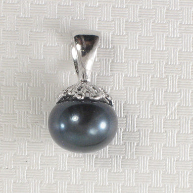 Sterling Silver 925 Black Pearl Pumpkin Pendant