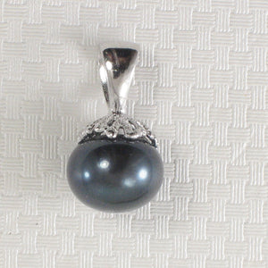 9202311-Solid-Sterling-Silver-925-Black-F/W-Cultured-Pearl-Pumpkin-Pendant