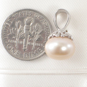 9202312-Solid-Sterling-Silver-925-Pink-F/W-Cultured-Pearl-Pumpkin-Pendant