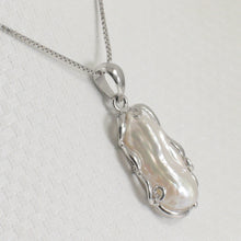 Load image into Gallery viewer, 9209810-Solid-Silver-925-Genuine-White-Biwa-Pearl-Pendant