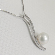 Load image into Gallery viewer, 9209850-Solid-Silver-925-Water-Flow-Pendant-White-Cultured-Pearl-Cubic-Zirconia