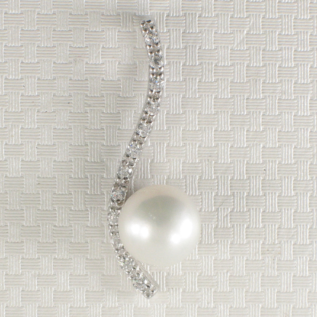 9209850-Solid-Silver-925-Water-Flow-Pendant-White-Cultured-Pearl-Cubic-Zirconia