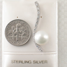 Load image into Gallery viewer, 9209850-Solid-Silver-925-Water-Flow-Pendant-White-Cultured-Pearl-Cubic-Zirconia