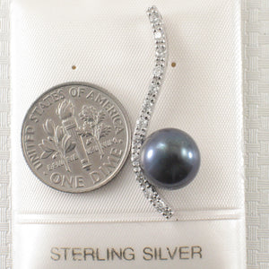 9209851-Solid-Silver-925-Black-Cultured-Pearl-Cubic-Zirconia Water-Flow-Pendant