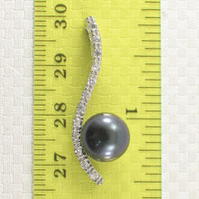 Load image into Gallery viewer, 9209851-Solid-Silver-925-Black-Cultured-Pearl-Cubic-Zirconia Water-Flow-Pendant