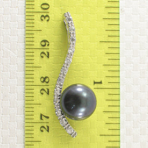 9209851-Solid-Silver-925-Black-Cultured-Pearl-Cubic-Zirconia Water-Flow-Pendant