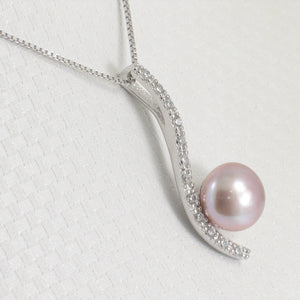 9209854-Solid-Silver-925-Lavender-Cultured-Pearl-Cubic-Zirconia Water-Flow-Pendant