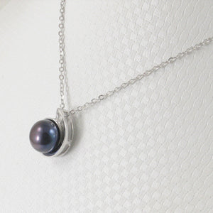 9209891-Solid-Sterling-Silver-.925-Genuine-Black-F/W-Cultured-Pearl-Pendant