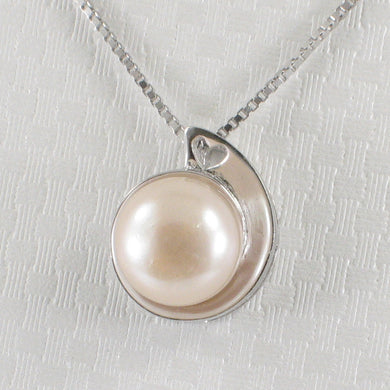 Sterling Silver 925 Pink Pearl Heart Pendant