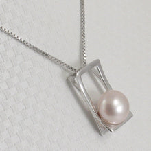 Load image into Gallery viewer, 9209982-Rhodium-Oval-Sterling-Silver-925-Real-Pink-Cultured-Pearl-Pendant