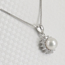Load image into Gallery viewer, 9209990-Natural-White-Pearl-Cubic-Zirconia-Sterling-Silver-925-Pendant-Necklace