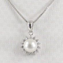 Load image into Gallery viewer, 9209990-Natural-White-Pearl-Cubic-Zirconia-Sterling-Silver-925-Pendant-Necklace
