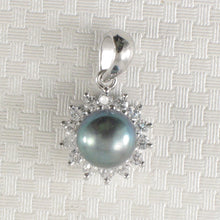 Load image into Gallery viewer, 9209991-Black-Real-Pearl-Cubic-Zirconia-Sterling-Silver-925-Pendant-Necklace