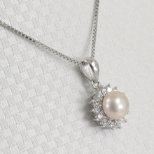 Load image into Gallery viewer, 9209992-Real-Pink-Pearl-Cubic-Zirconia-Sterling-Silver-925-Pendant-Necklace