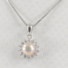 Load image into Gallery viewer, 9209992-Real-Pink-Pearl-Cubic-Zirconia-Sterling-Silver-925-Pendant-Necklace