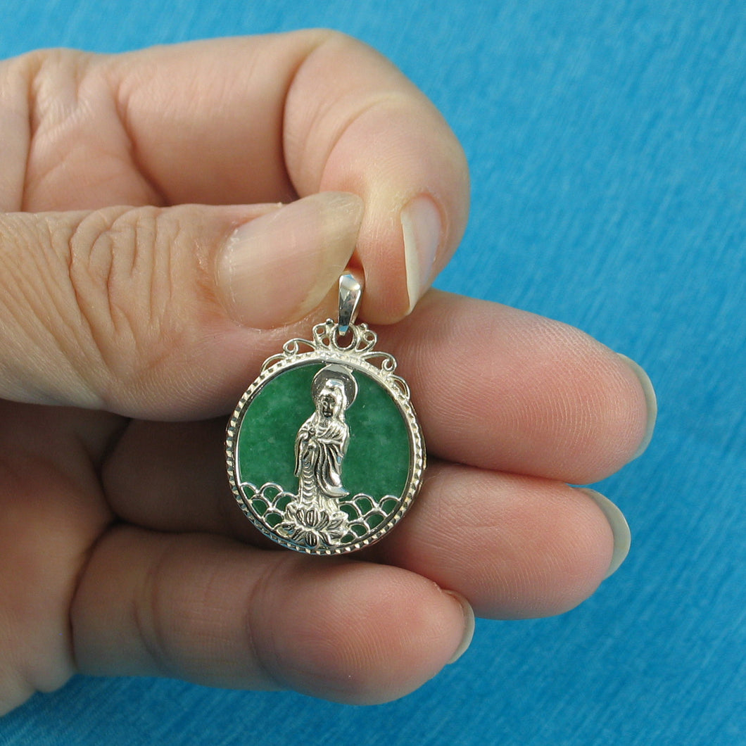 9210013-Solid-Sterling-Silver-Yuan-Yin-Carved-On-Green-Jade-Tablet-Pendant