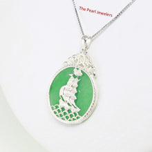 Load image into Gallery viewer, 9210023-Sterling-Silver-Yacht-Carved-On-Green-Jade-Tablet-Pendant-Necklace