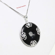 Load image into Gallery viewer, 9210051-Sterling-Silver-Butterflies-Design-Cabochon-Black-Onyx-Pendant