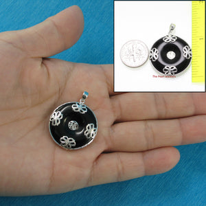 9210051-Sterling-Silver-Butterflies-Design-Cabochon-Black-Onyx-Pendant