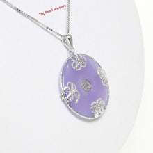 Load image into Gallery viewer, 9210052-Solid-Sterling-Silver-Butterflies-Lavender-Jade-Cabochon-Pendant