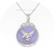 Load image into Gallery viewer, 9210062-Sterling-Silver-Eagle-Carving-On-Lavender-Jade-Flat-Tablet-Pendant