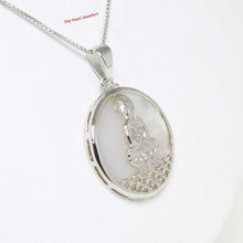 Load image into Gallery viewer, 9210070-Sterling-Silver-Kuan-Yin-on-White-Mother-of-Pearl-Pendant