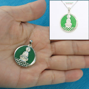 9210073-Solid-Sterling-Silver-Kuan-Yin-on-Tablet-Green-Jade-Pendant