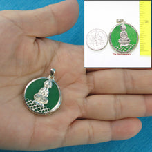 Load image into Gallery viewer, 9210073-Solid-Sterling-Silver-Kuan-Yin-on-Tablet-Green-Jade-Pendant