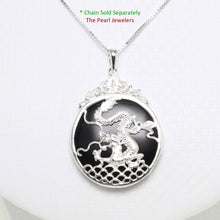 Load image into Gallery viewer, 9210091-Solid-Sterling-Silver-Dragon-Carving-On-Black-Onyx-Cabochon-Pendant