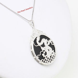 9210091-Solid-Sterling-Silver-Dragon-Carving-On-Black-Onyx-Cabochon-Pendant