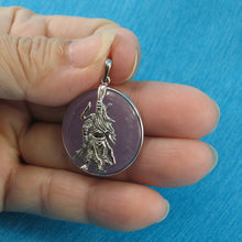Load image into Gallery viewer, 9210102-Sterling-Silver-Guan-Gong-Cabochon-Tablet-Lavender-Jade-Pendant