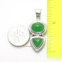 Load image into Gallery viewer, 9210113-Unique-Design-Sterling-Silver-Oval-Triangle-Shaped-Green-Jade-Pendant