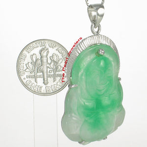 9210123-Hand-Carved-Happy-Buddha-Green-Jade-Pendant-Sterling-Silver