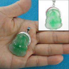 Load image into Gallery viewer, 9210123-Hand-Carved-Happy-Buddha-Green-Jade-Pendant-Sterling-Silver