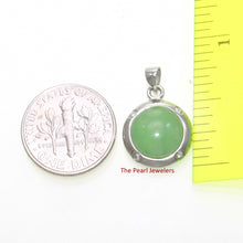 Load image into Gallery viewer, 9210203-Beautiful-Dome-Green-Jade-Pendant-Solid-Sterling-Silver-Cubic-Zirconia