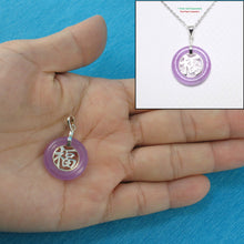 Load image into Gallery viewer, 9210232-Sterling-Silver-Good-Fortunes-Lavender-Jade-Oriental-Style-Pendant