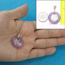 Load image into Gallery viewer, 9210232-Sterling-Silver-Good-Fortunes-Lavender-Jade-Oriental-Style-Pendant