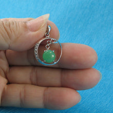 Load image into Gallery viewer, 9210273-Green-Jade-Cubic-Zirconia-Unique-Design-Sterling-Silver-Pendant