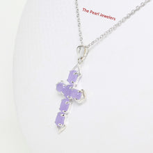 Load image into Gallery viewer, 9210292-Christian-Cross-Pendant-Craft-Lavender-Jade-Sterling-Silver-Necklace