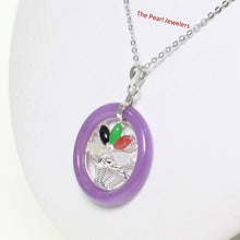Load image into Gallery viewer, 9210302-Solid-Silver-Multi-Color-Jade-Flower-Baskets-Lavender-Jade-Pendant-Necklace