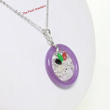 Load image into Gallery viewer, 9210302-Solid-Silver-Multi-Color-Jade-Flower-Baskets-Lavender-Jade-Pendant-Necklace