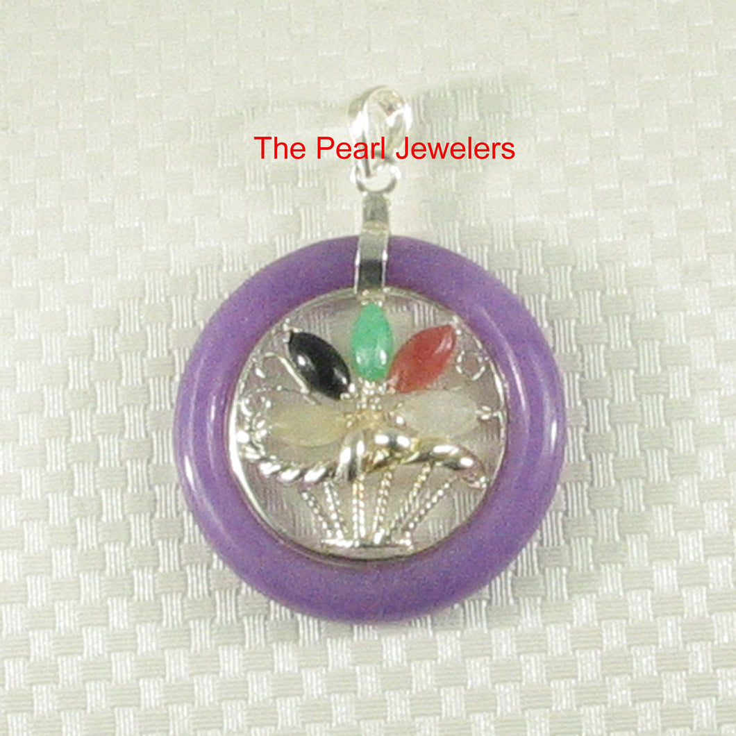 9210302-Solid-Silver-Multi-Color-Jade-Flower-Baskets-Lavender-Jade-Pendant-Necklace