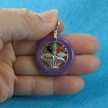 Load image into Gallery viewer, 9210302-Solid-Silver-Multi-Color-Jade-Flower-Baskets-Lavender-Jade-Pendant-Necklace