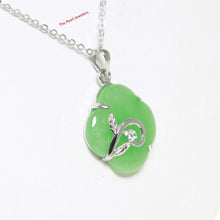 Load image into Gallery viewer, 9210333-Sterling-Silver-Cubic-Zirconia-Green-Jade-Pendant