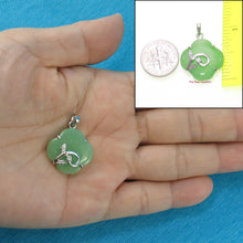 Load image into Gallery viewer, 9210333-Sterling-Silver-Cubic-Zirconia-Green-Jade-Pendant