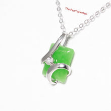 Load image into Gallery viewer, 9210383-Beautiful-Unique-Green-Jade-Cubic-Zirconia-Sterling-Silver-Pendant