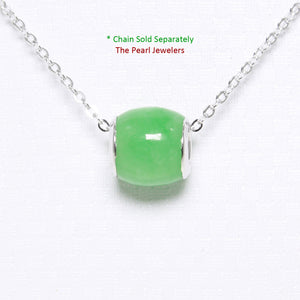 9210413-Simple-Beautiful-Green-Jade-Drum-Bead-Sterling-Silver