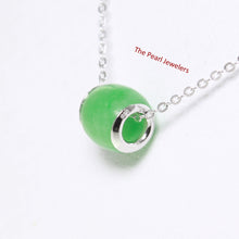 Load image into Gallery viewer, 9210413-Simple-Beautiful-Green-Jade-Drum-Bead-Sterling-Silver